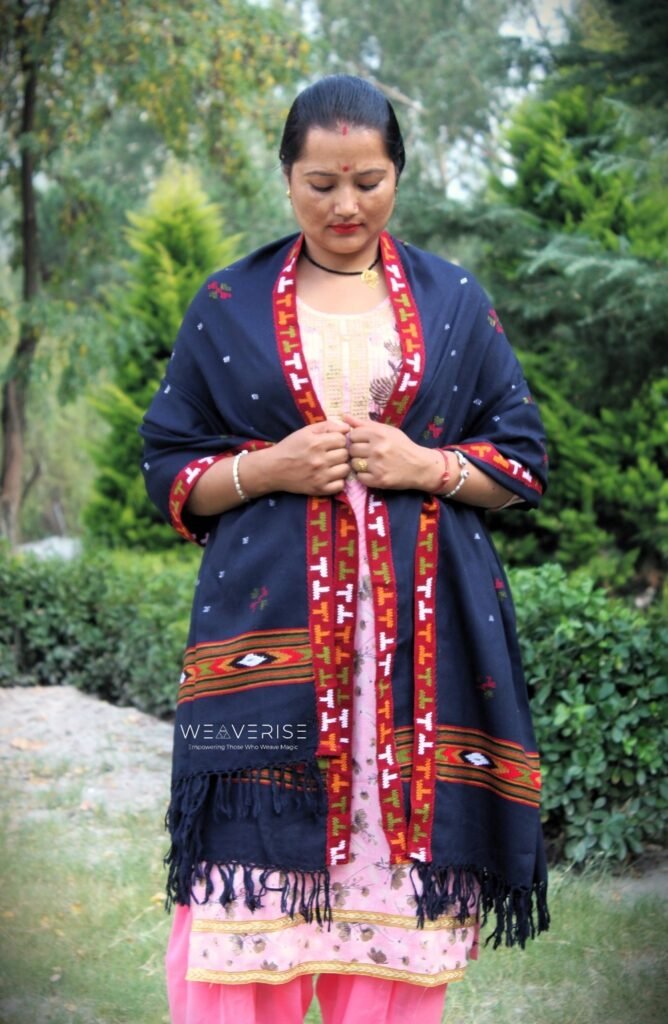 Blue Hand Woven Kullu Handloom Pure Wool Shawl