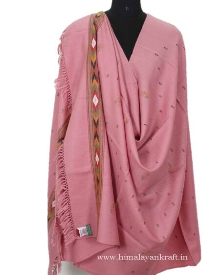 Pure Handloom Shawl Pure Wool Pink Color for Women -www.himalayankraft.in