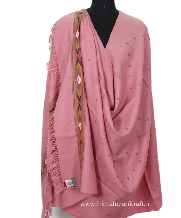Pure Handloom Shawl Pure Wool Pink Color for Women -www.himalayankraft.in