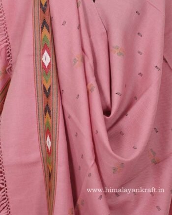 Pure Handloom Shawl Pure Wool Pink Color for Women -himalayankraft.in