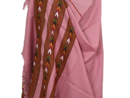 Pure Woolen Pink Shawl Ladies Embroidered from Kullu-www.himalayankraft.in