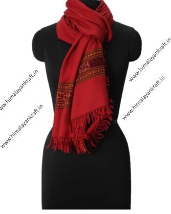 Woolen Scarf Stoles Handloom Embroidered Kullu Red