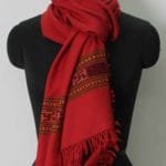 Woolen Scarf Stoles Handloom Embroidered Kullu Red