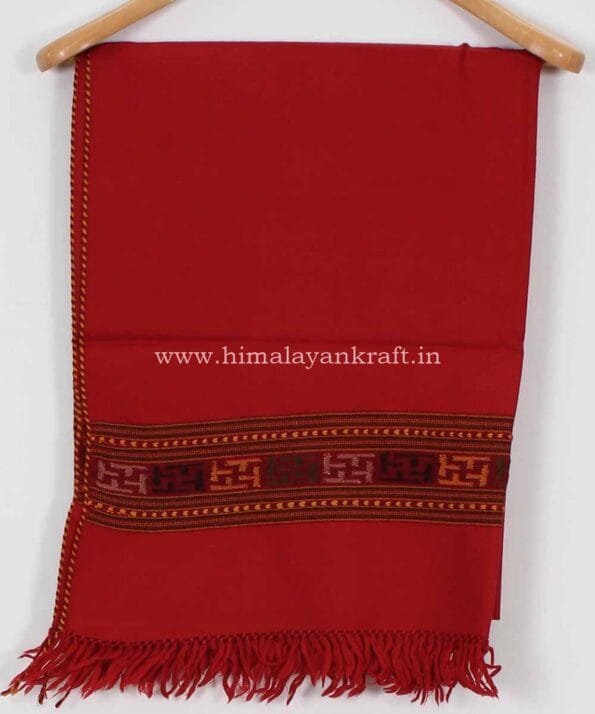 Woolen Scarf Stoles Handloom Embroidered Kullu Red