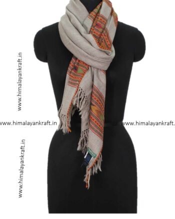 Buy Woolen Stole Online Handwoven Floral Embroidery Kullu Stole - himalayankraft.in