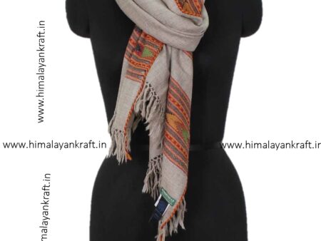 Buy Woolen Stole Online Handwoven Floral Embroidery Kullu Stole - www.himalayankraft.in