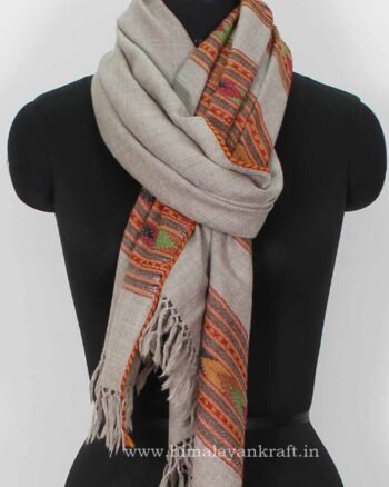 Buy Woolen Stole Online Handwoven Floral Embroidery Kullu Stole - himalayankraft.in