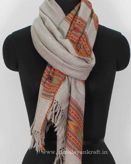 Buy Woolen Stole Online Handwoven Floral Embroidery Kullu Stole - www.himalayankraft.in