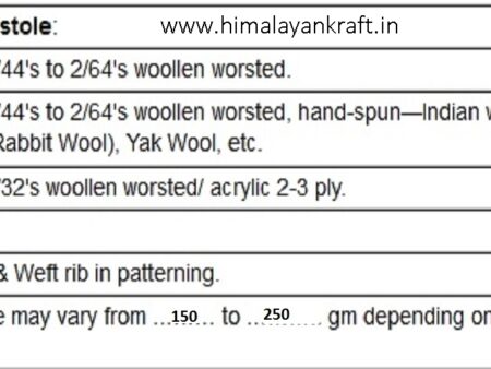 Stole Size Chart-www.himalayankraft.in