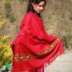 Red Woolen Hand Woven Kullu Embroidered Border Shawl