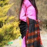 Knitted Woolen Shawl with Border Kullu Handloom (Black)