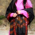 Knitted Woolen Shawl with Border Kullu Handloom (Black)