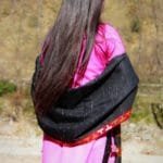 Knitted Woolen Shawl with Border Kullu Handloom (Black)