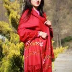 Handwoven Flowered Pure Wool Large Kullu Shawl (Red)-www.himalayankraft.in