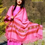 Purely Hand Weaved Woolen Kullu Handloom Shawl (Pink)-www.himalayankraft.in