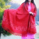 Pure Wool Hand Weaving Handloom Shawl Flower Embroidery (Red)-www.himalayankraft.in