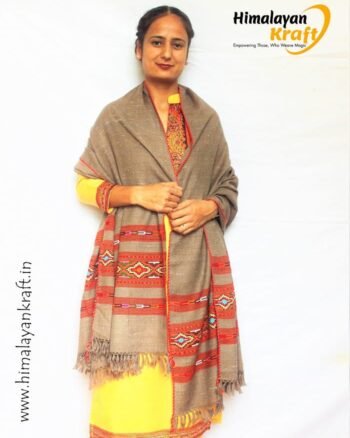Brown Pure Wool Hand Woven Kullu Handloom Shawl