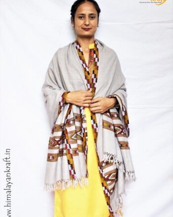 Hand Woven Women Kullu Handloom Light White Shawl