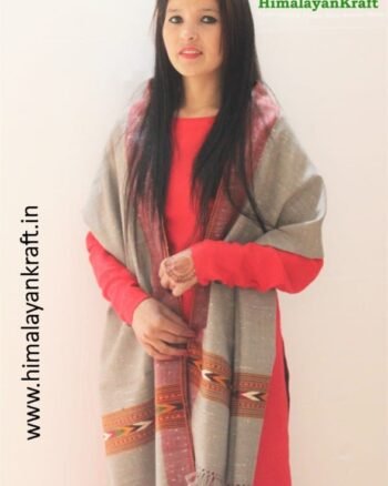 HimalayanKraft Handwoven Pure Wool Fringed Kullu Stole-himalayankraft.in