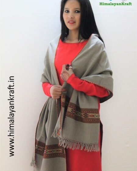 Ladies Pure Wool Kullu Handloom Stole with Traditional Weaving Design www.himalayankraft.in