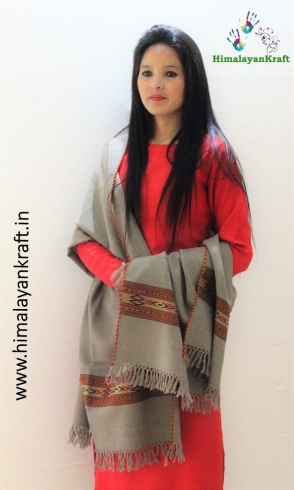 Ladies Pure Wool Kullu Handloom Stole with Traditional Weaving Design www.himalayankraft.in