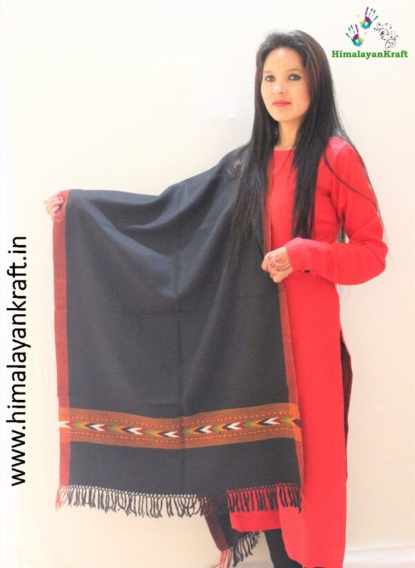 Kullu Designer Pure Wool Stole Woven in Handloom-www.himalayankraft.in