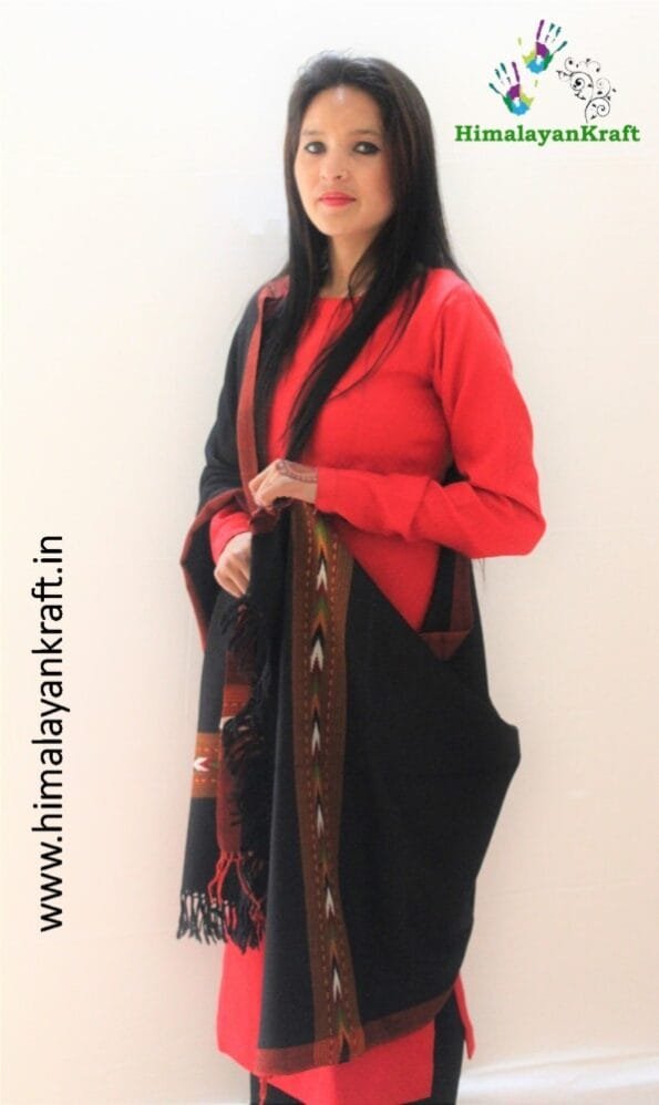 Kullu Designer Pure Wool Stole Woven in Handloom-www.himalayankraft.in