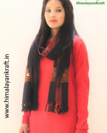 Kullu Designer Pure Wool Stole Woven in Handloom-himalayankraft.in