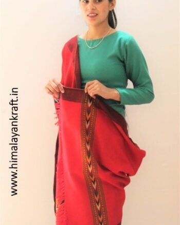 HimalayanKraft's Handloom Ultra-Light Pure Wool Kullu Stole (Red)-himalayankraft.in