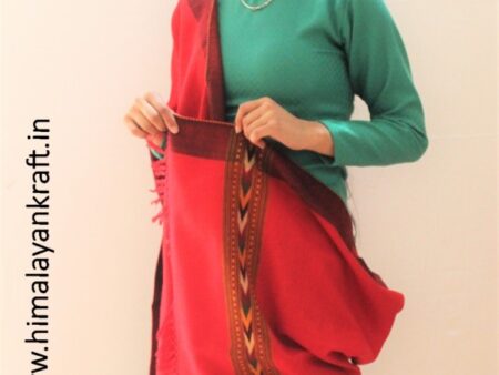 HimalayanKraft's Handloom Ultra-Light Pure Wool Kullu Stole (Red)-www.himalayankraft.in