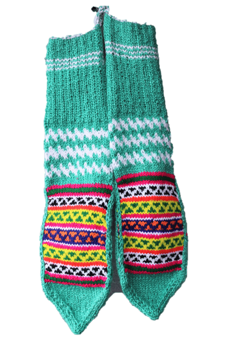 Kullu Hand Knitted Pure Woolen Unisex Socks with Beautiful Embroidery