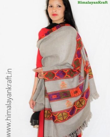 Hand Woven Wool Kullu Handloom Kinnauri Design Shawl