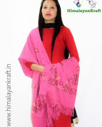 Kullu Handloom Hand Woven Sheep Wool Shawl Pink
