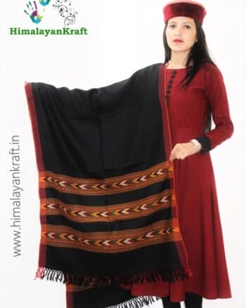 Himachal Handloom Pure Wool Stole Black