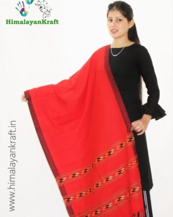 HimalayanKraft Hand Woven Kullu Handloom Pure Wool Red Stole