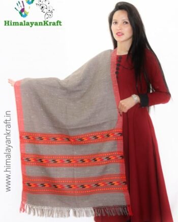 HimalayanKraft Hand Woven Pure Wool Kullu Handloom Grey Stole - 3 Strips
