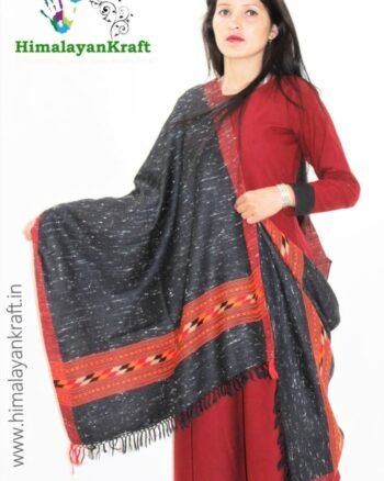 HimalayanKraft Handwoven Pure Wool Kullu Handloom Girls Black Stole