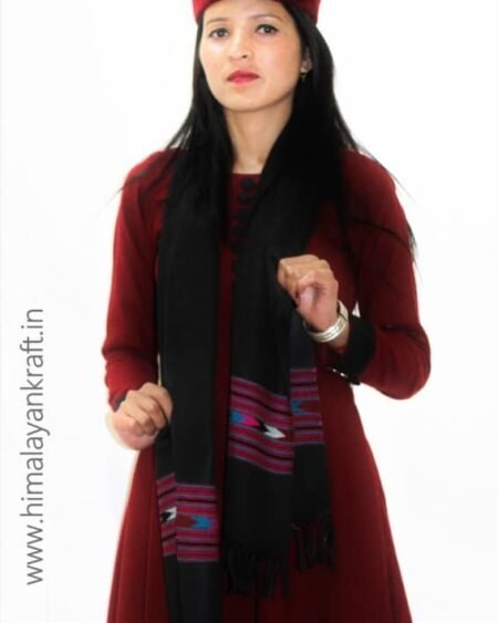 Premium Hand Woven Traditional Kullu Handloom Wool Muffler For Unisex