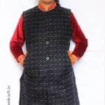 HimalayanKraft Women Kullu Hand Woven Design Long Jacket Black-2