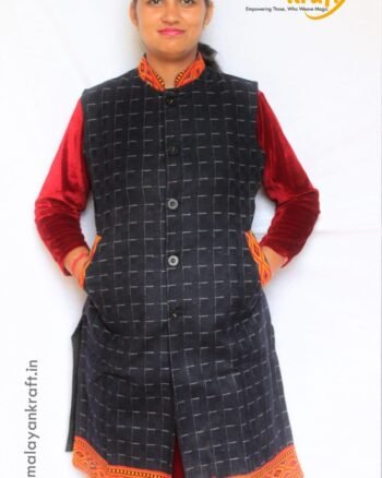 Kullu Traditional Design Sleeveless Long Women Jacket - Blue