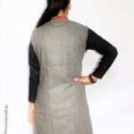 HimalayanKraft Women Kullu Handloom Woven Design Long Jacket Dark Grey-4