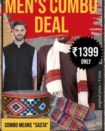 Combo For Men's With Jacket, Muffler, Pahadi Topi & Hand Knitted Socks