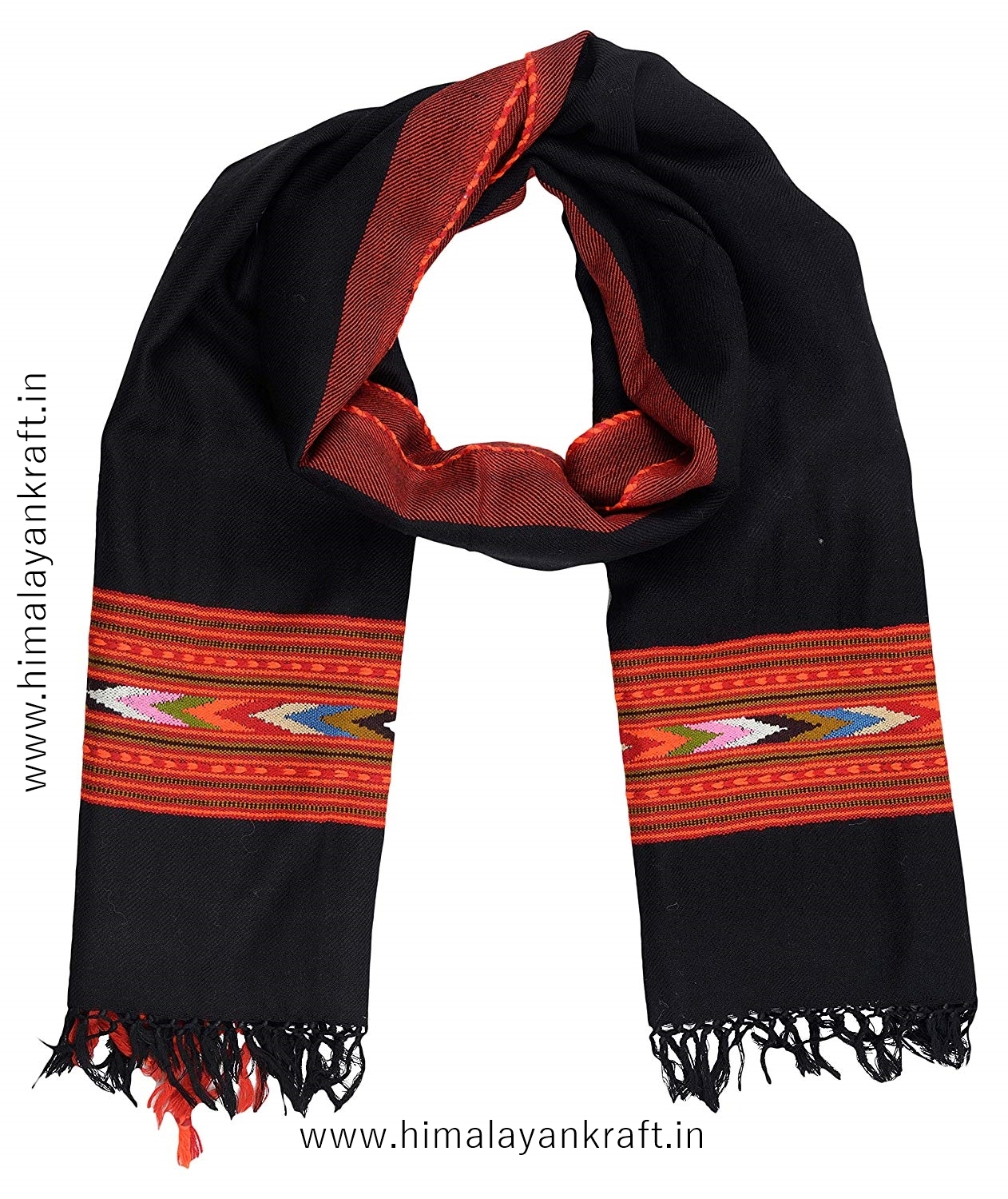 Kullu Loom Wool Stole Ms Blackwww.himalayankraft.in