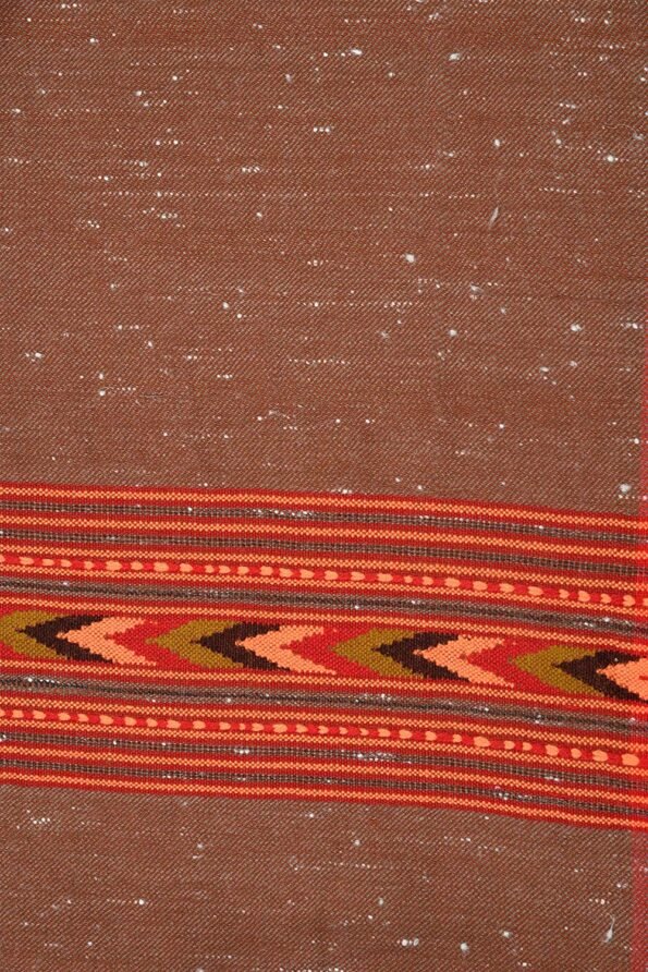 Himalayankraft Pure Wool White Stole Kullu Handloom Brown