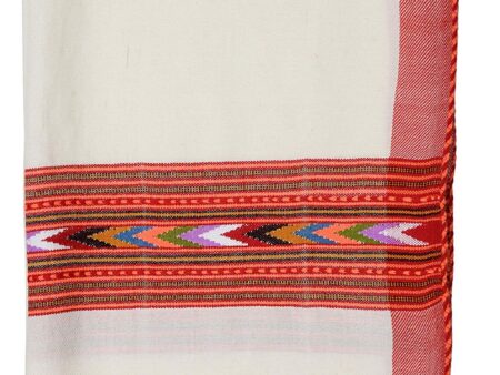 Himalayankraft Pure Wool White Stole Kullu Handloom