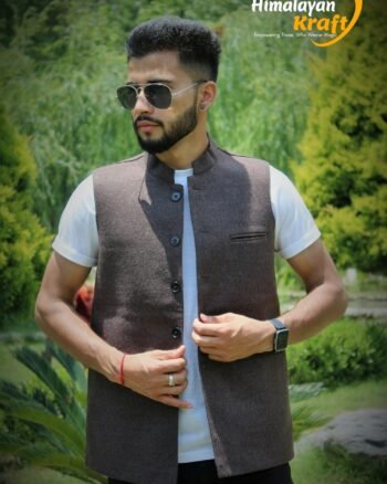 Men's Rayon Bandhgala Festive Nehru Jacket Waistcoat - Hand Tailored  - Grey