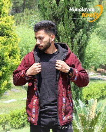 Trendy Comfy Pahadi Zipper Hoodie for Boys - Maroon