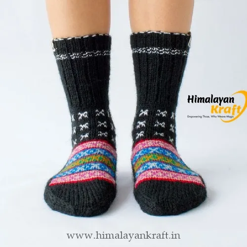 Himalayankraft Authentic Hand Knitted Calf Length Socks for Unisex