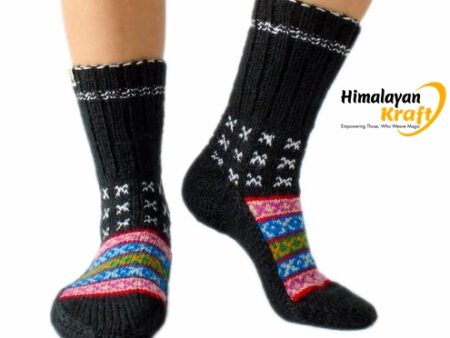 Himalayankraft Authentic Hand Knitted Calf Length Socks for Unisex