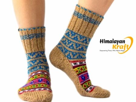 Himalayankraft Authentic Hand Knitted Calf Length Socks for Unisex